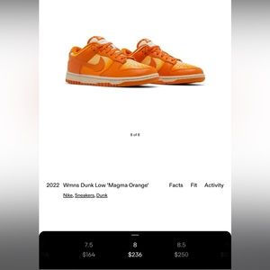 NEW IN BOX! Nike dunk low “magma orange” W8/M6.5
